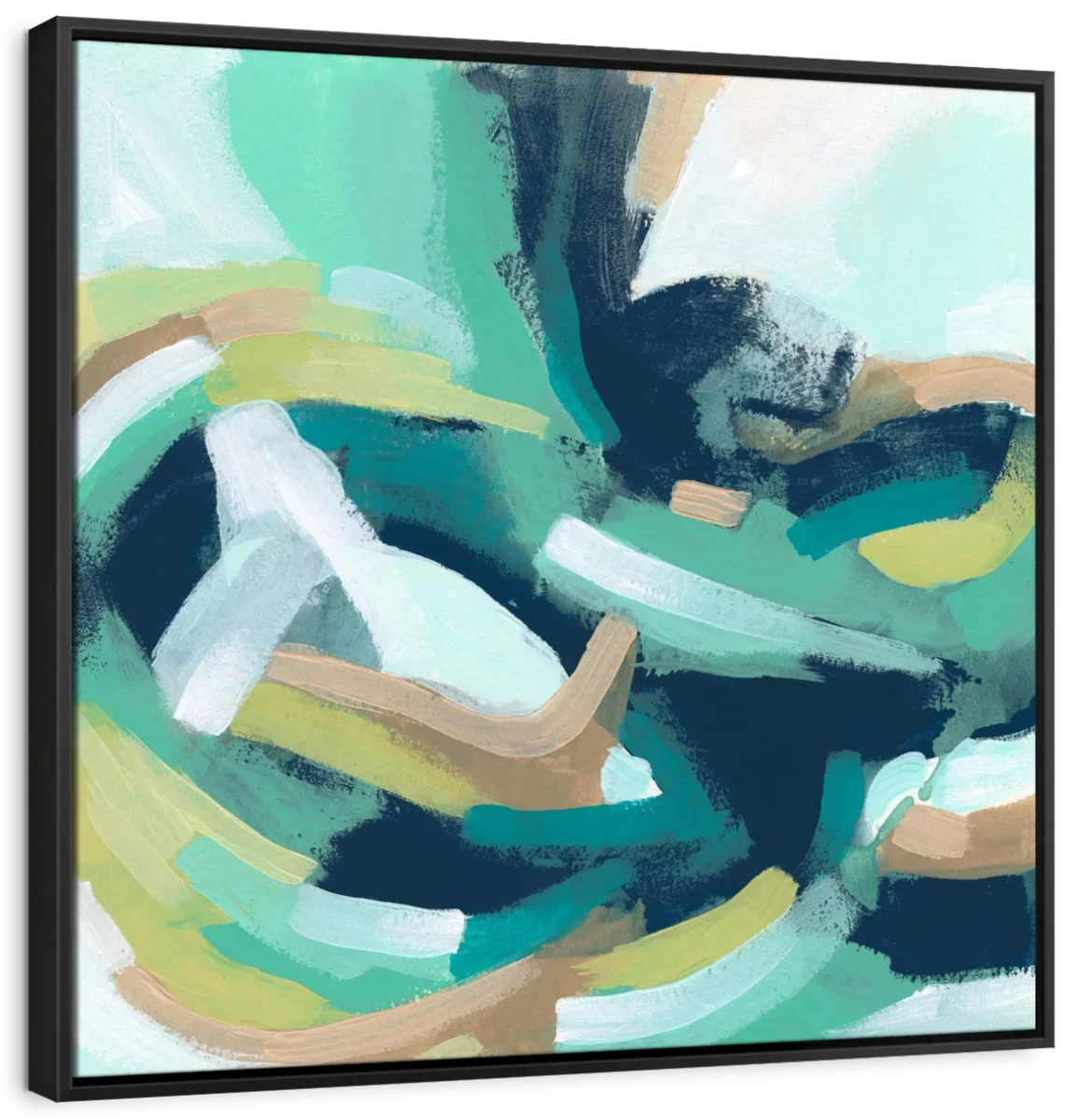 Teal Swirl Abstract IV Wall Art, floating frame view