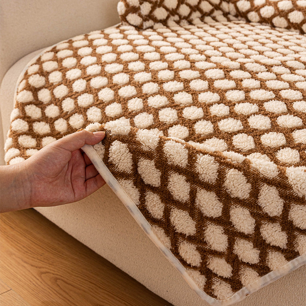 Textured Dot Plush Pet Sofa Bed, cover and base detail