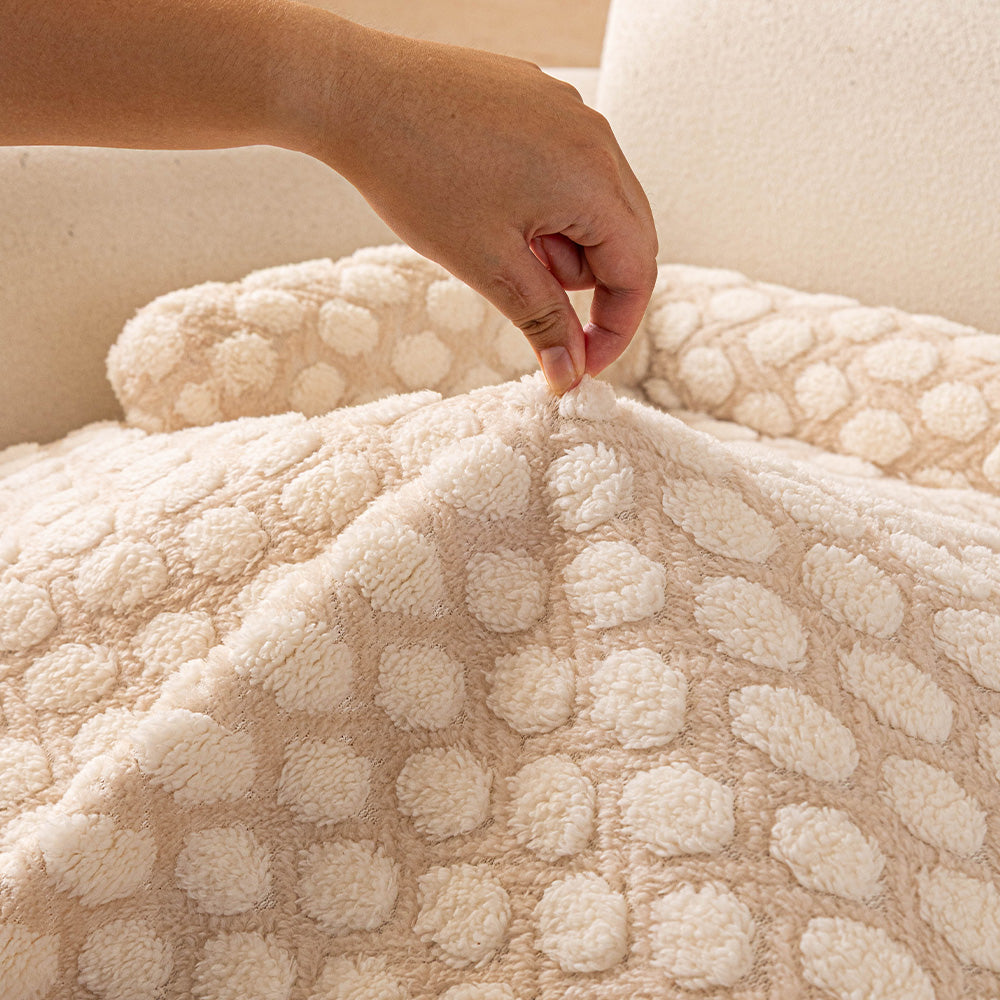 Textured Dot Plush Pet Sofa Bed, top down view