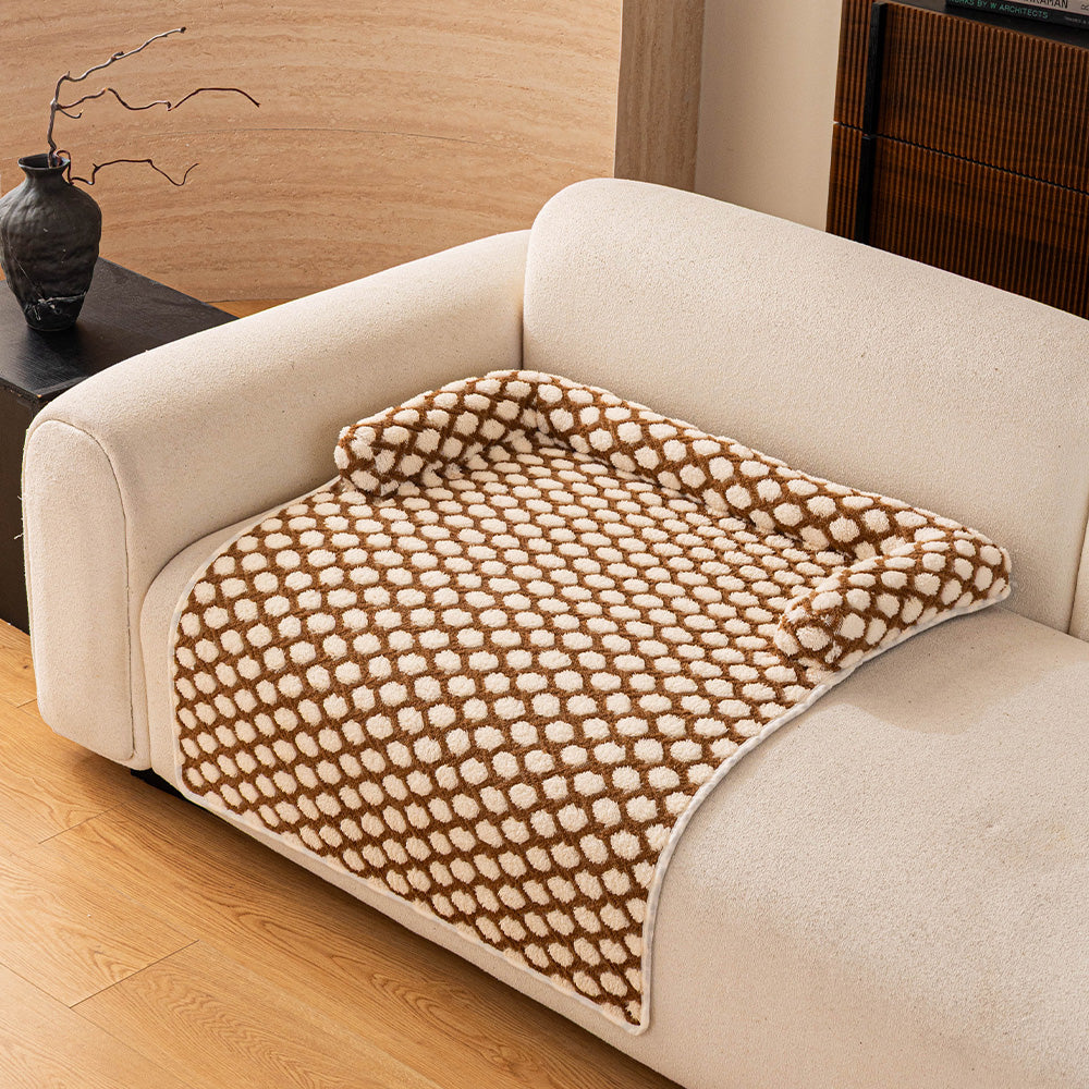 Textured Dot Plush Pet Sofa Bed, cocoa finish