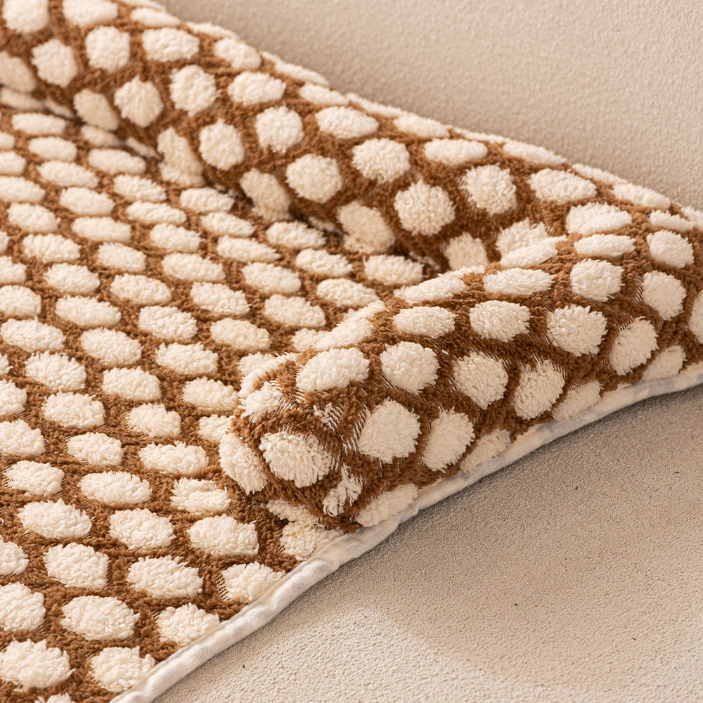 Textured Dot Plush Pet Sofa Bed, scale beside furniture