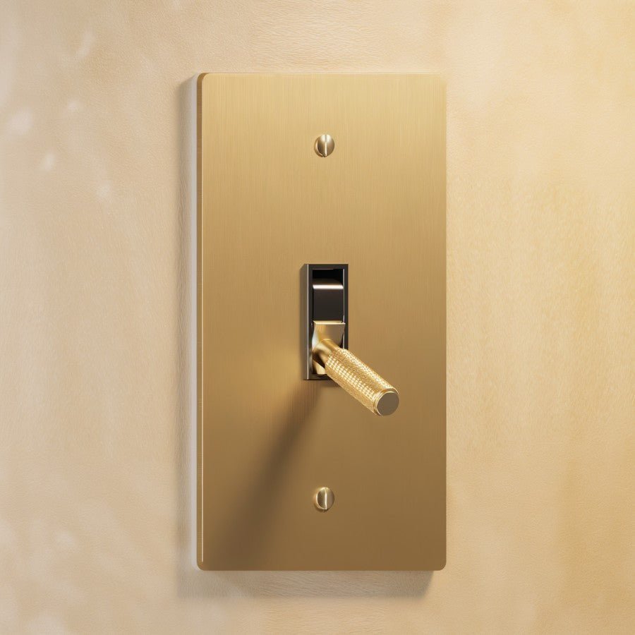 The Architectural Brass 4-Way Toggle Switch (1 to 5 Gang), full fitting view