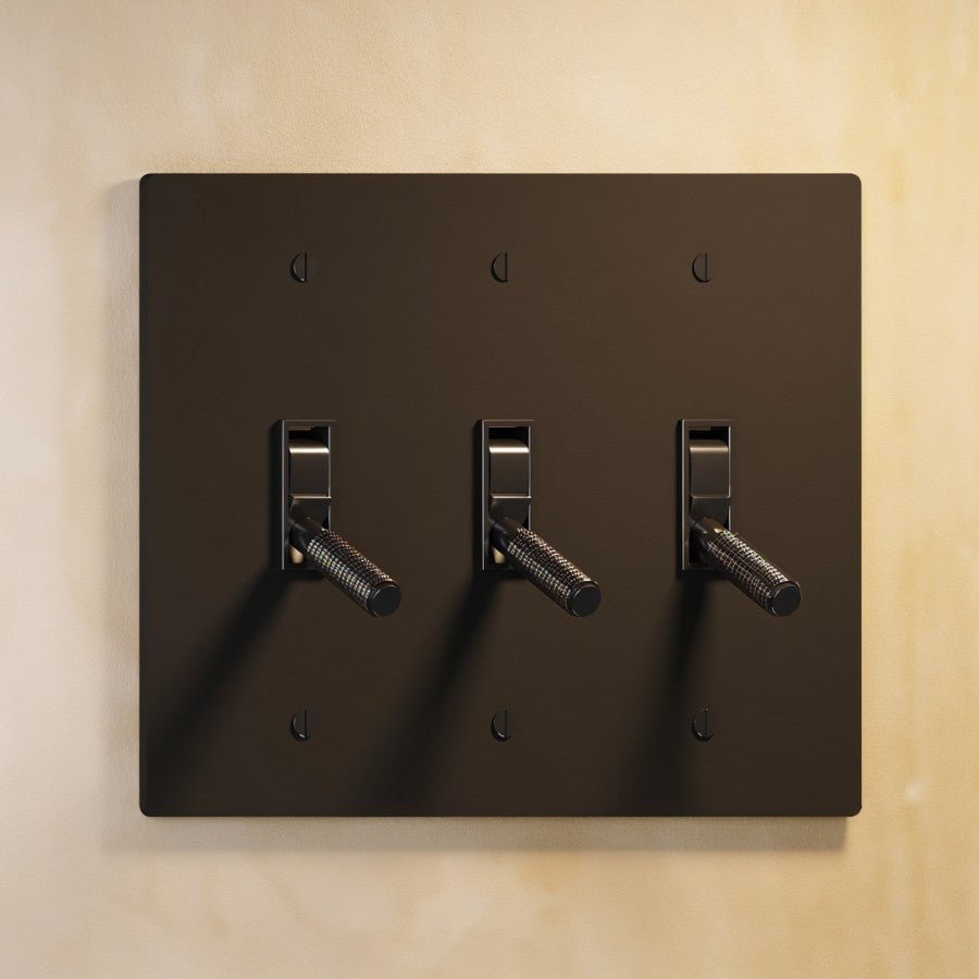 The Architectural Brass 4-Way Toggle Switch (1 to 5 Gang), angled three quarter view (2)