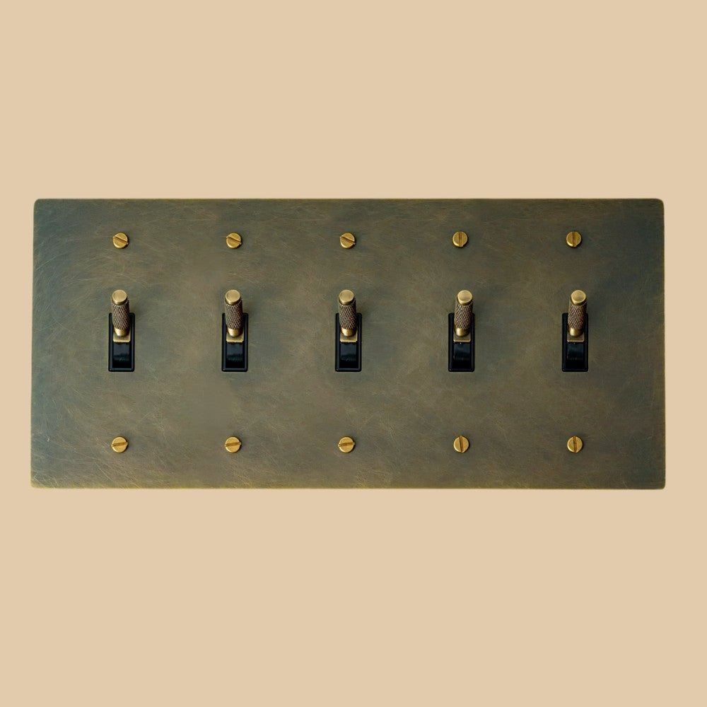 The Architectural Brass 4-Way Toggle Switch (1 to 5 Gang), styled in a room (2)