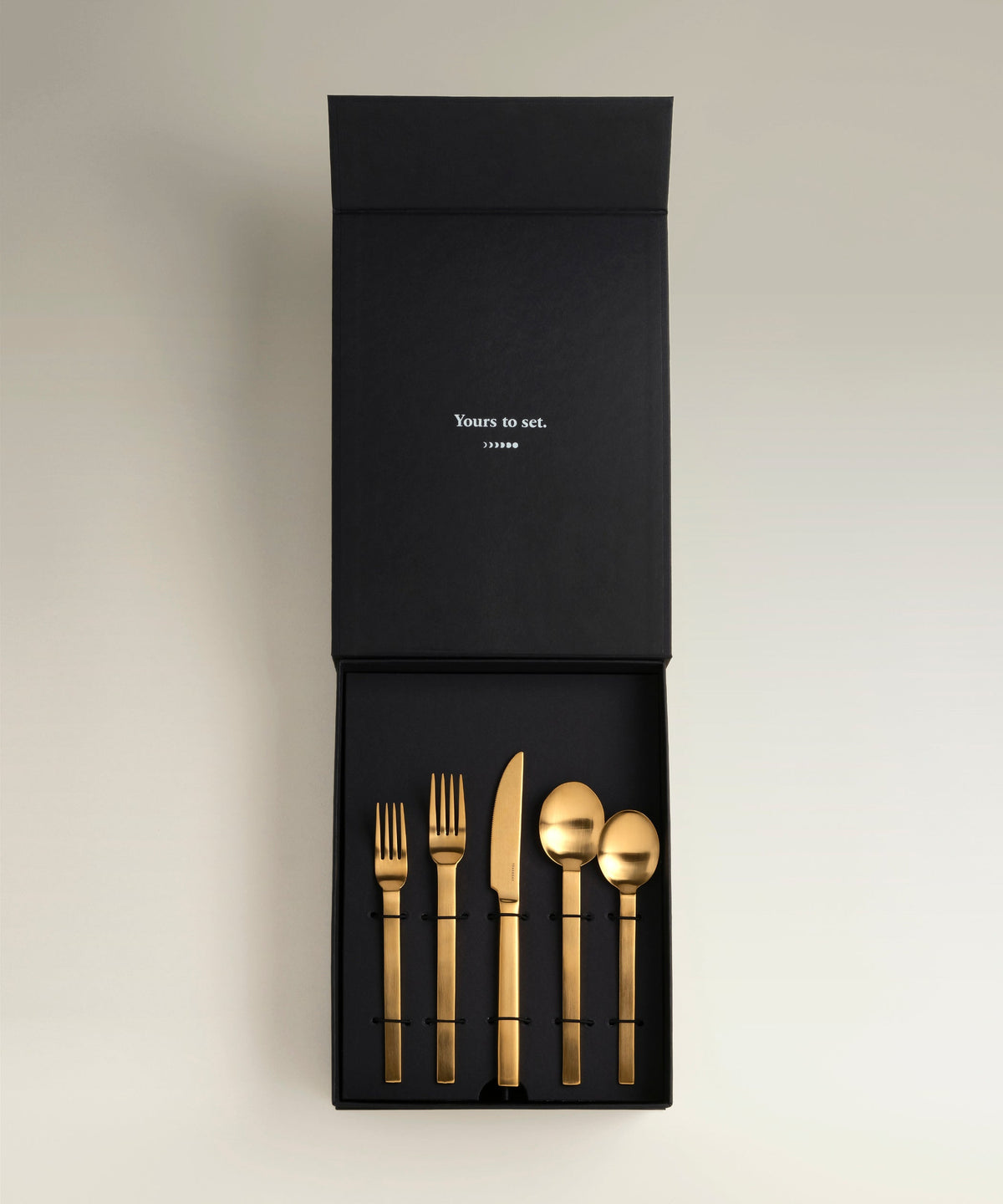 Tomales Four-Person Flatware Set, gold, reverse side view