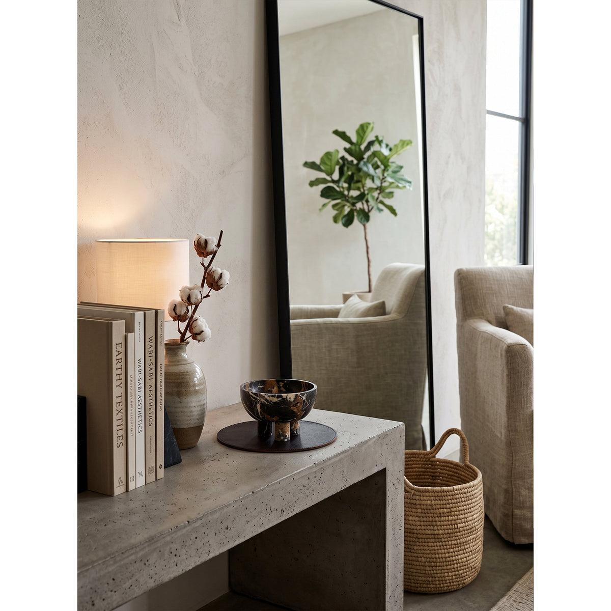 Tuscan Marble Footed Bowl, angled three quarter view