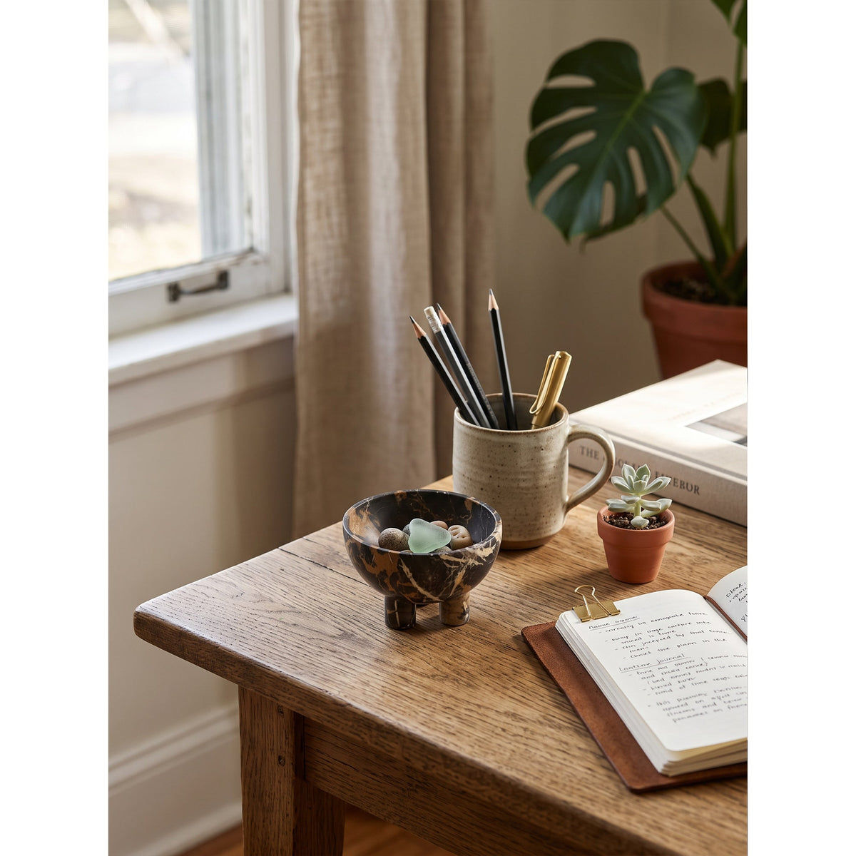 Tuscan Marble Footed Bowl, side profile