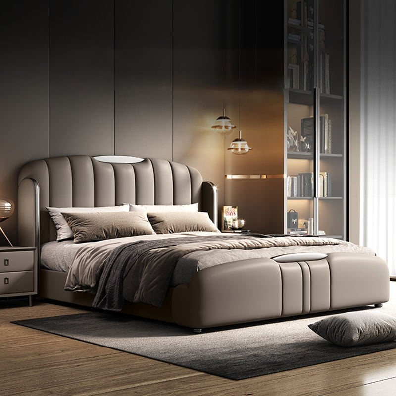 Velvet Upholstered Bed Frame, full bed with bedding