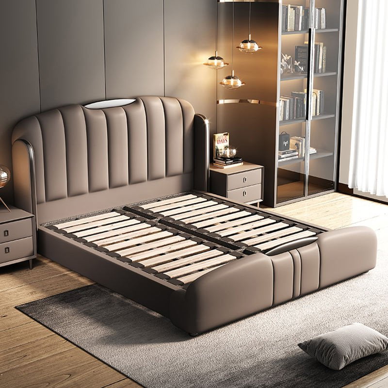 Velvet Upholstered Bed Frame, headboard detail