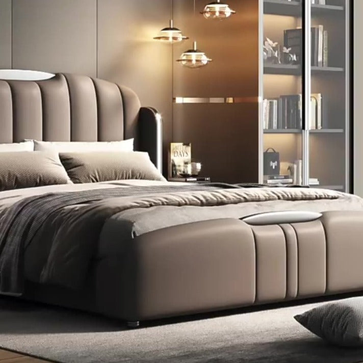 Velvet Upholstered Bed Frame, leg and base detail