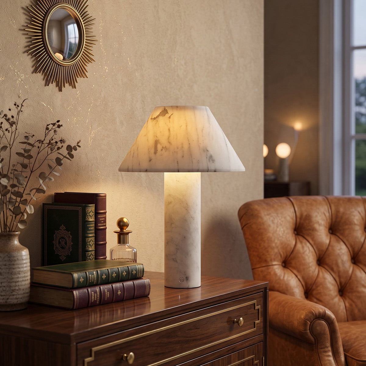 Verdelle Marble Rechargeable Table Lamp, close up of the stone