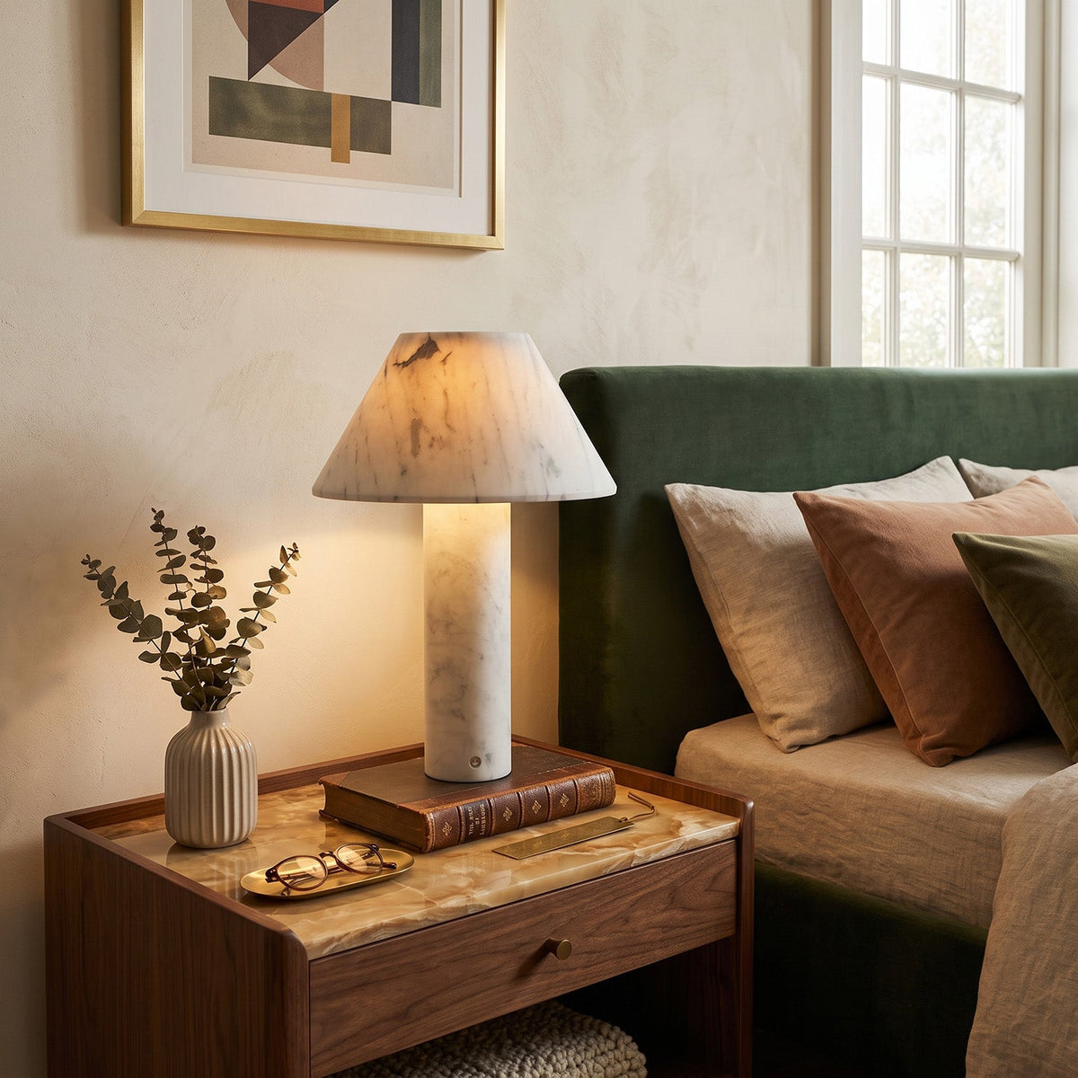 Verdelle Marble Rechargeable Table Lamp, side profile
