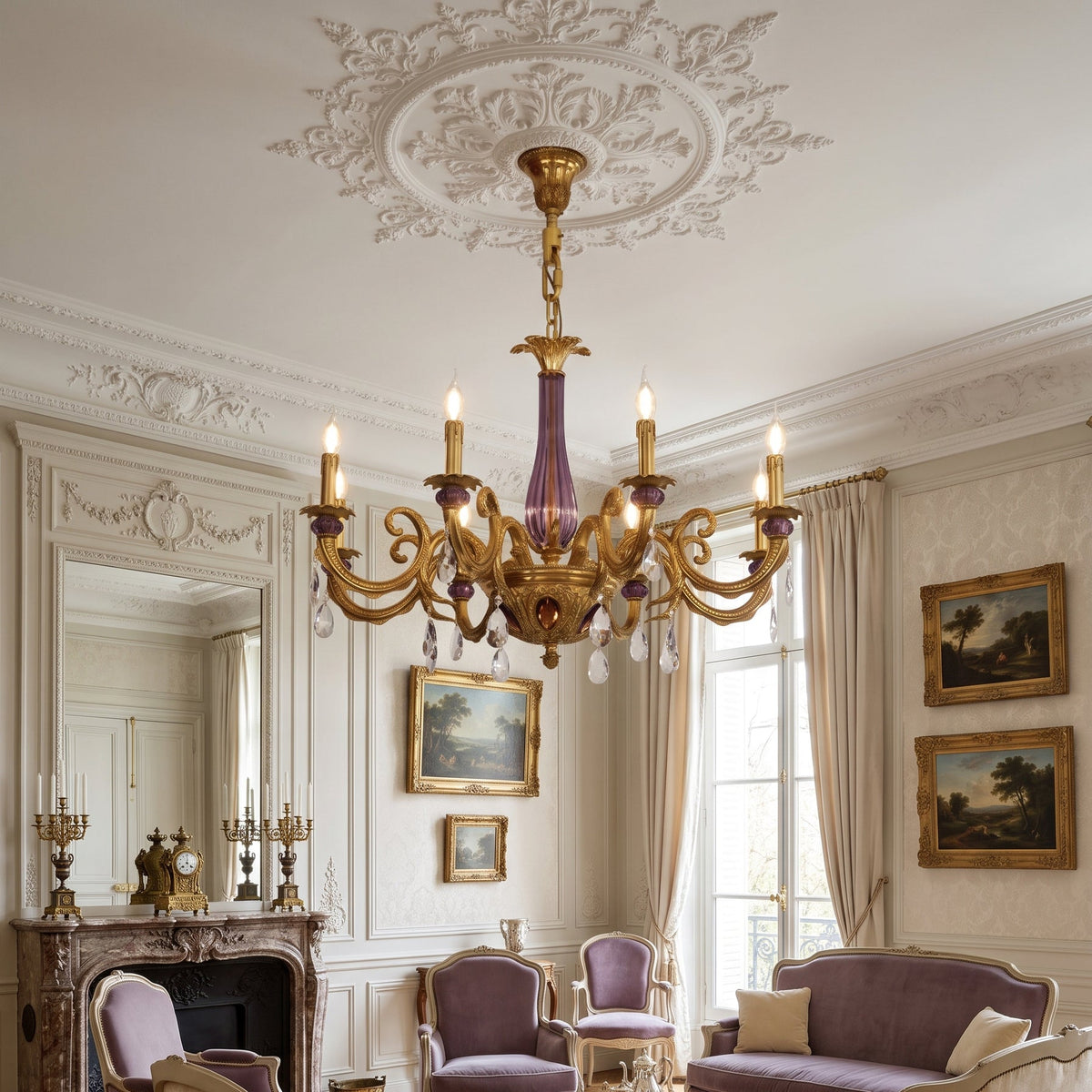 Verona Chandelier, shade and diffuser detail