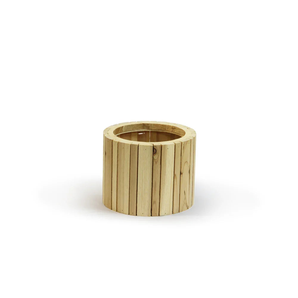 Vertical Slat Wood Box Case Pack, styled with greenery