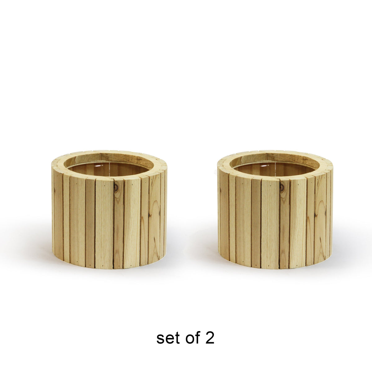 Vertical Slat Wood Planter, full set view