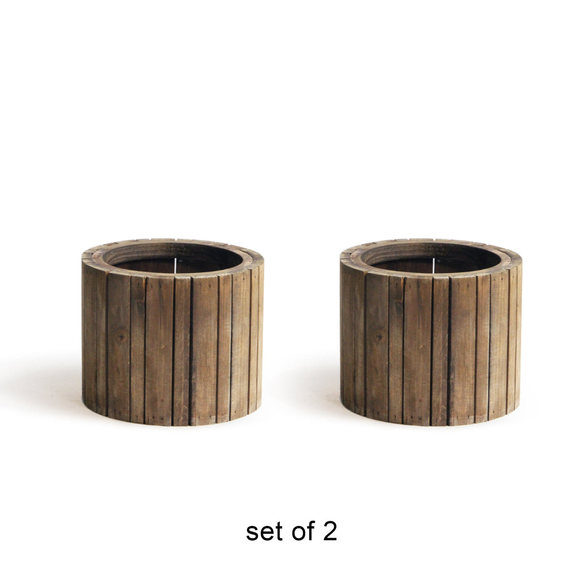 Vertical Slat Wood Planter, front view