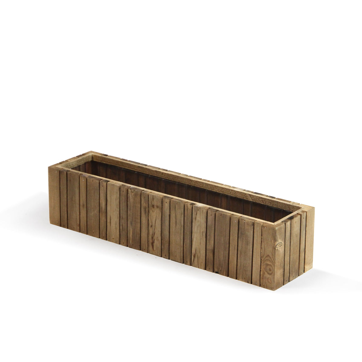 Vertical Slat Wood Planter, side profile