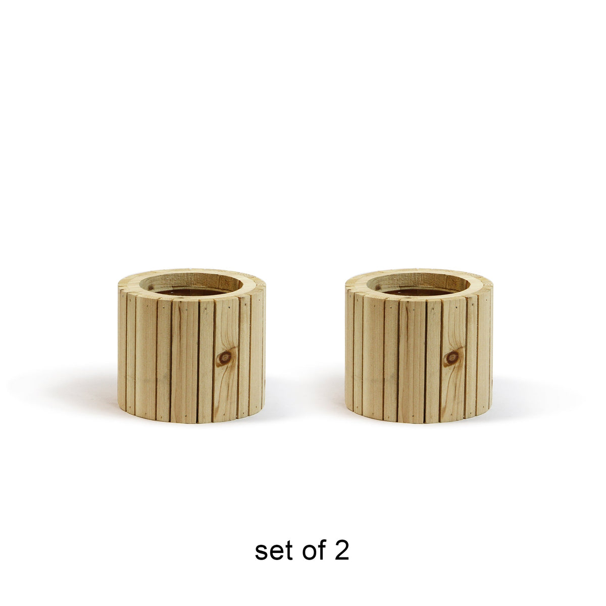 Vertical Slat Wood Planter, styled on a shelf