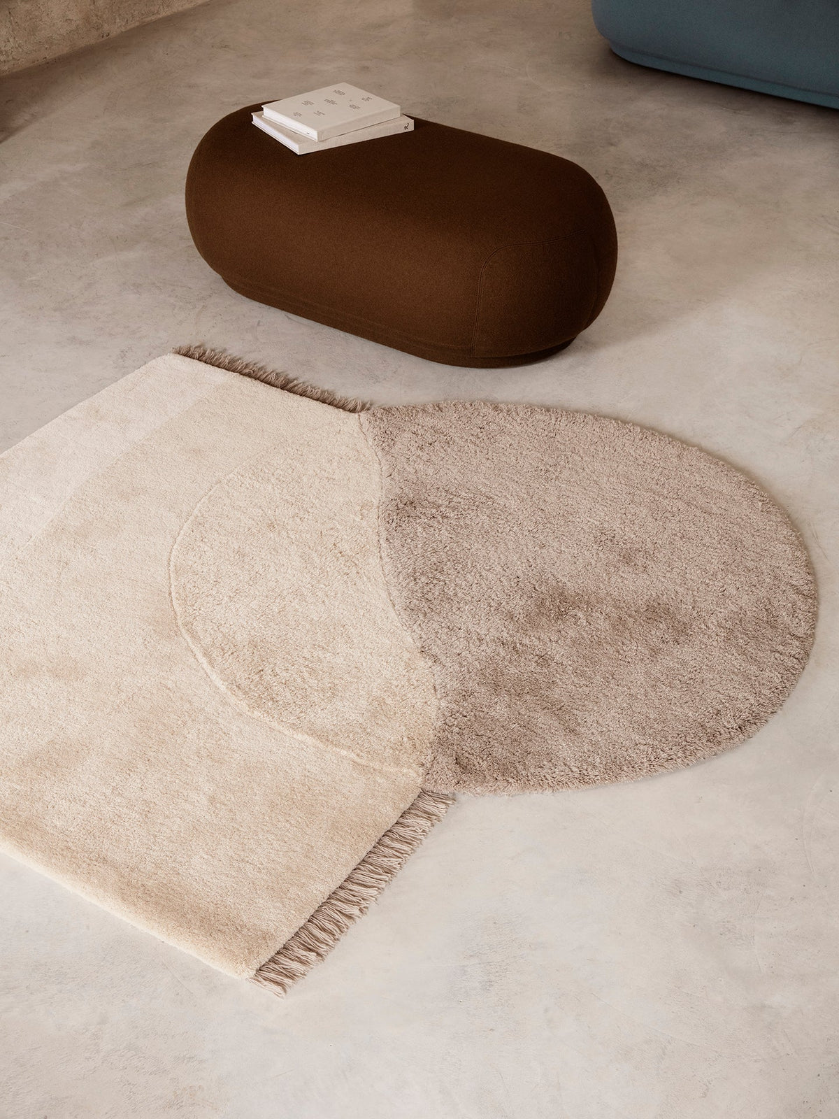 View Tufted Wool Rug, Beige, pile and weave texture close up