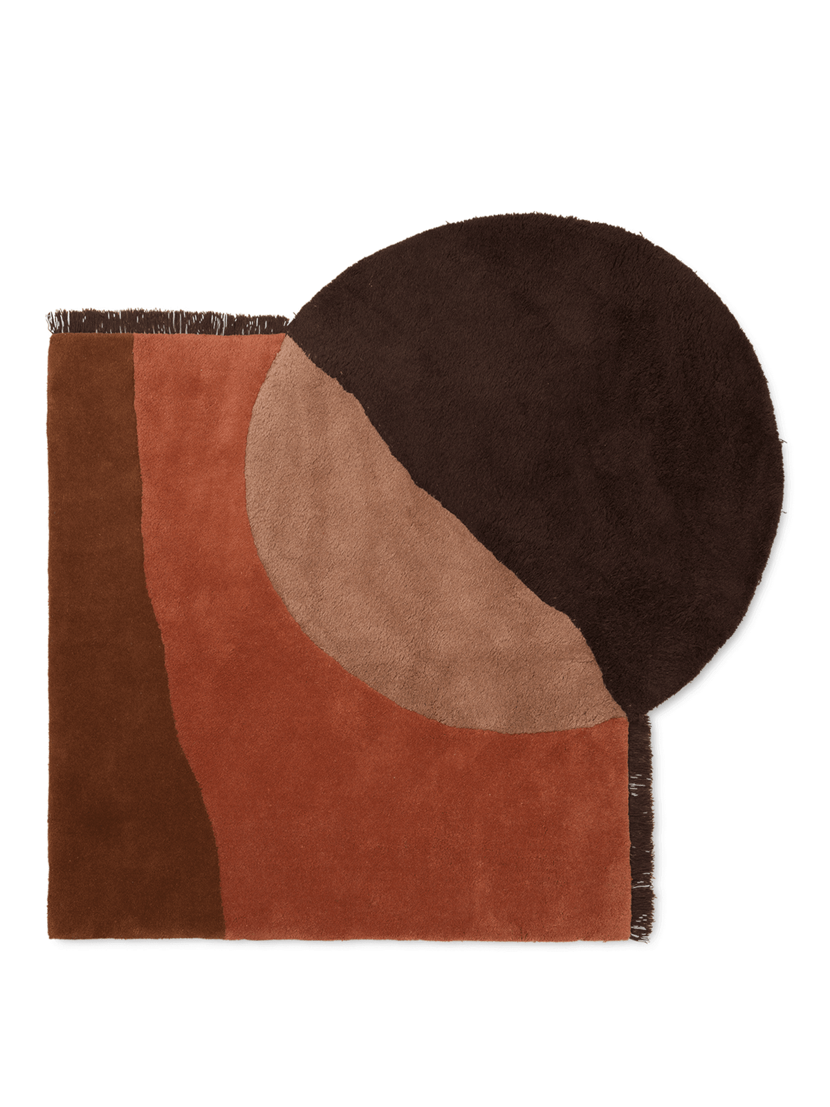 View Tufted Wool Rug, Red Brown, full rug laid flat