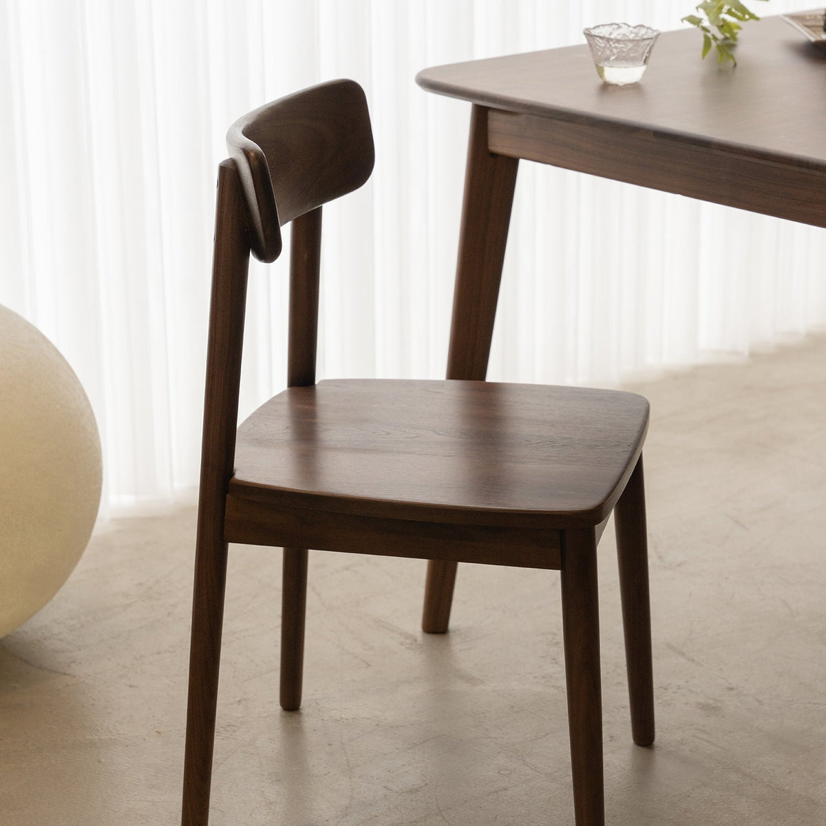 Japandi Walnut Wood Dining Chair GREEN