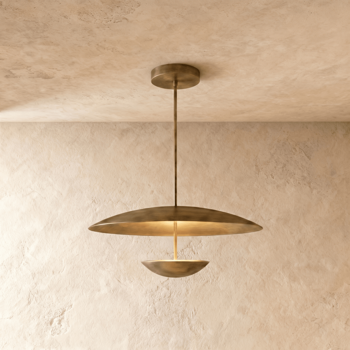 Voryn Metal Pendant Light, full fixture front view