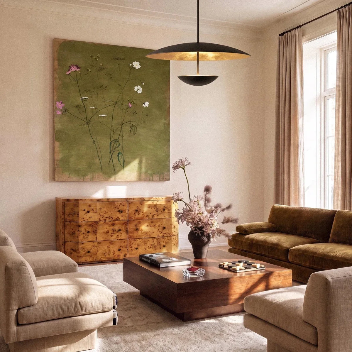 Voryn Metal Pendant Light, glow and light quality close up