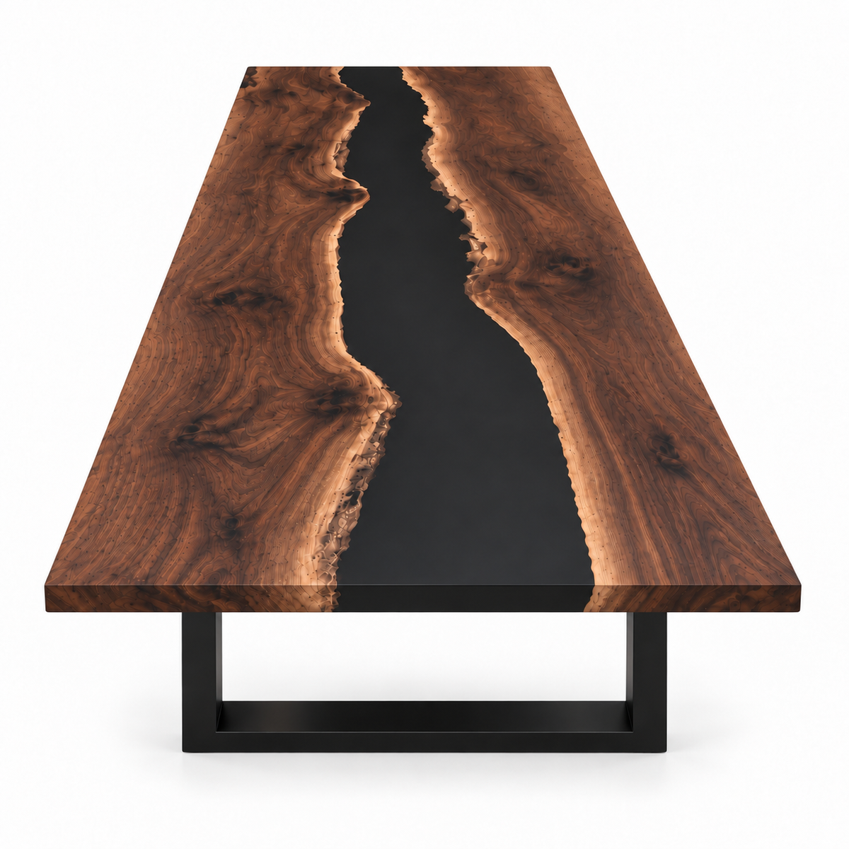 Walnut River Epoxy Conference Table, angled three quarter view