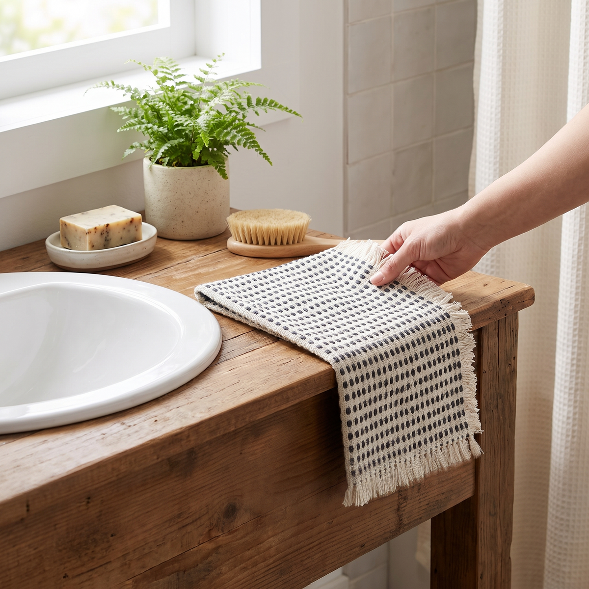 Way Natural Fibre Mat, Off-White, styled in a room setting