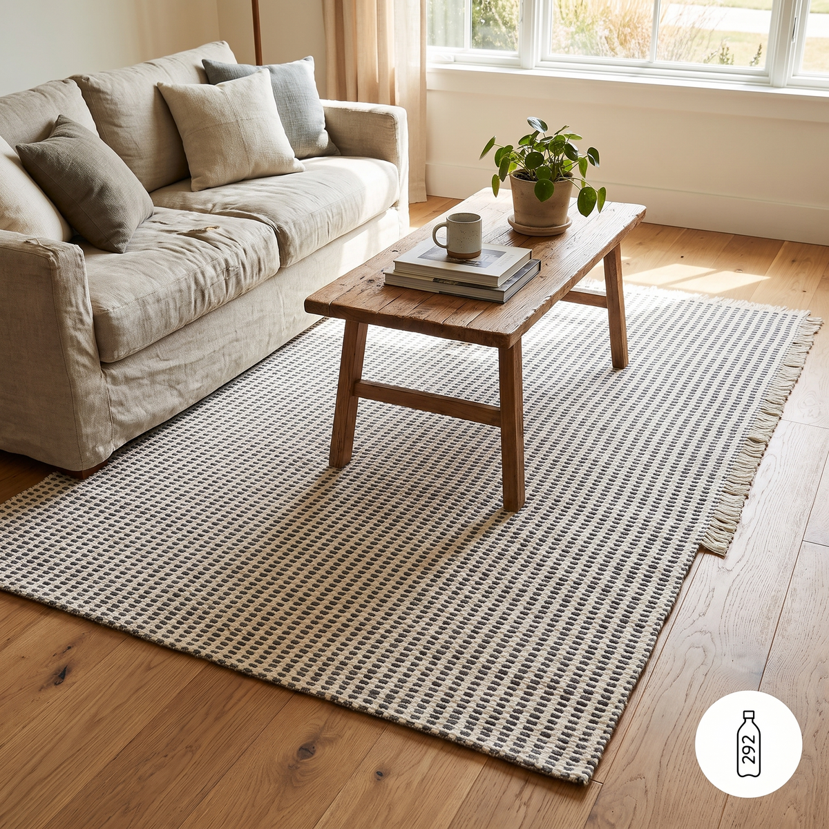 Way Natural Fibre Rug, Off-White, styled in a room setting