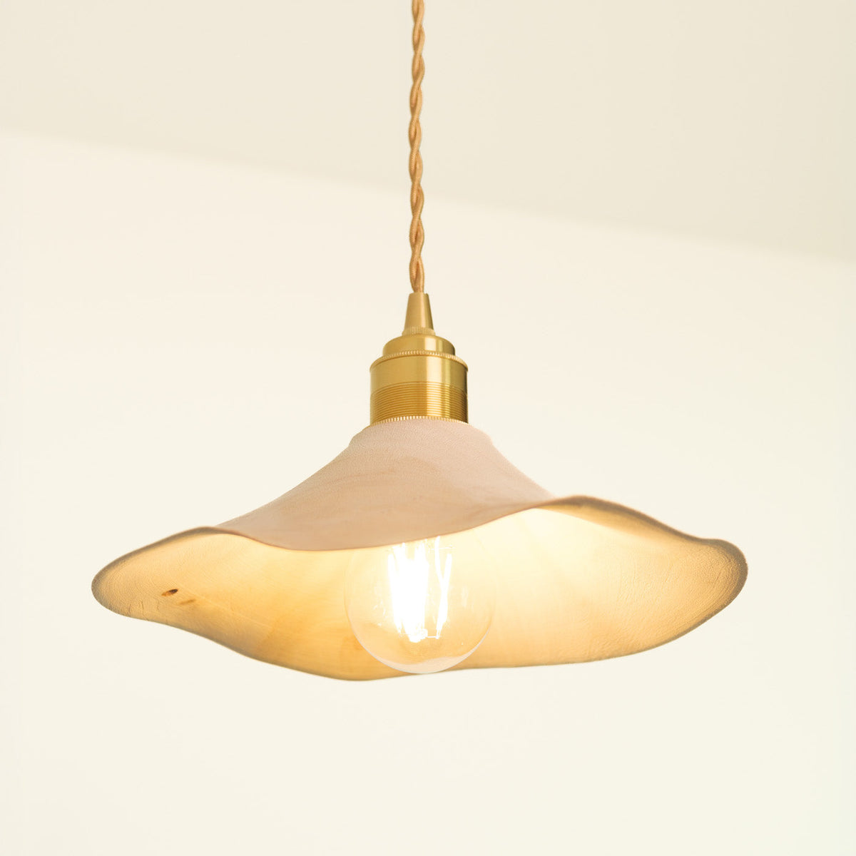 Yakusugi Wabi-sabi Wood Pendant Light, full fixture view