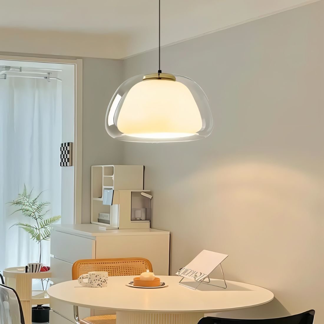 Zabda Metal Pendant Light, second glow and light quality close up