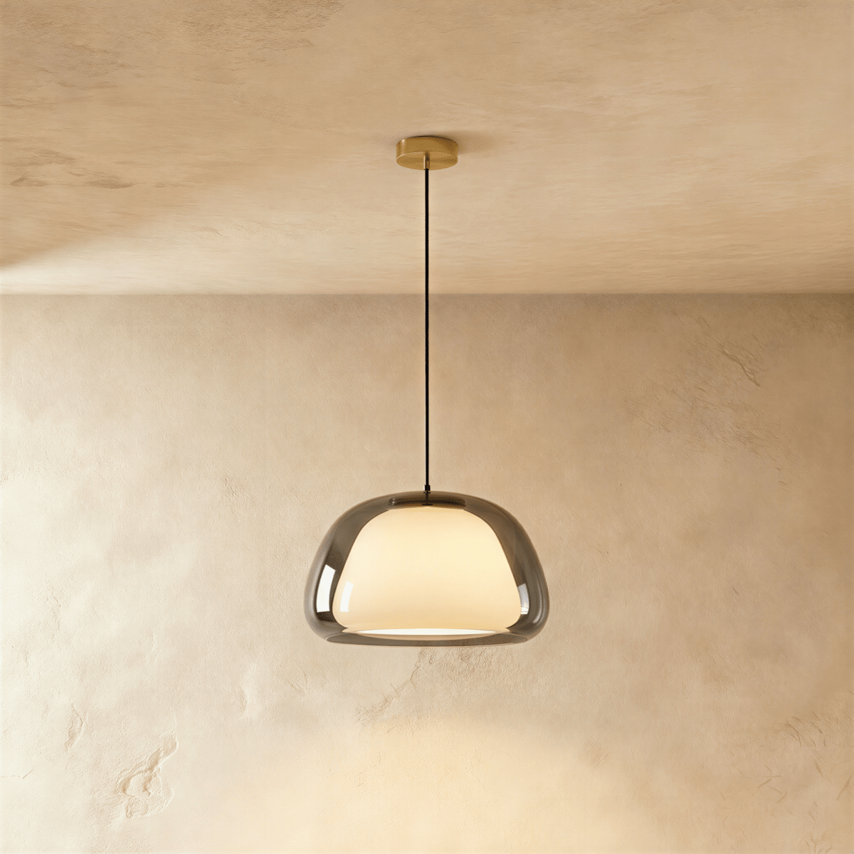 Zabda Metal Pendant Light, unlit profile view