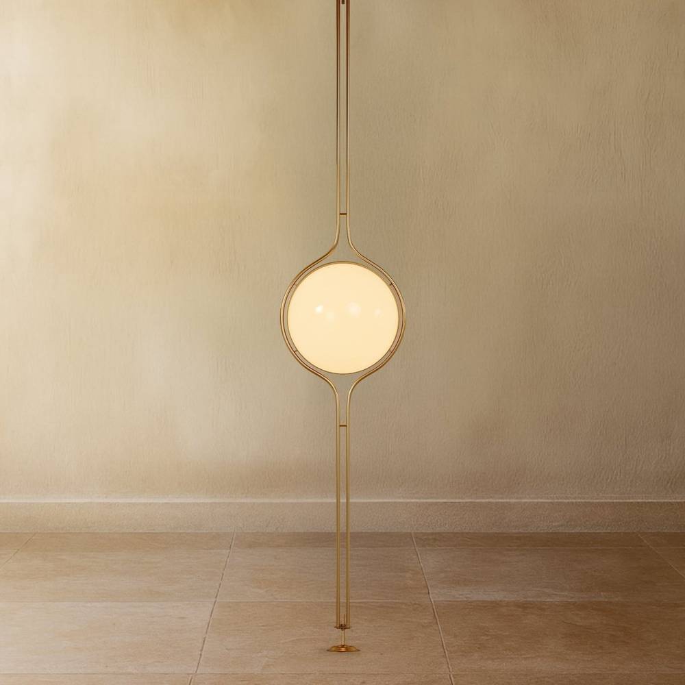 Zuru Floor To Ceiling Lamp - Open Box, styled above a table